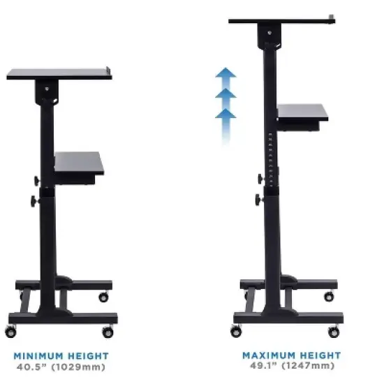Mount-It! Mobile Stand Up Desk | Portable Podium and Presentation Lectern Height-Adjustable Multi-Purpose Standing Workstation | Black image {10}