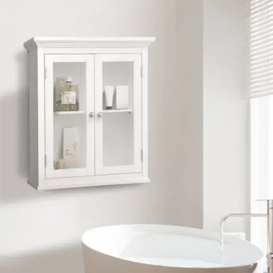 Madison Avenue Wall Cabinet 2 Doors White - Elegant Home Fashions image {2}