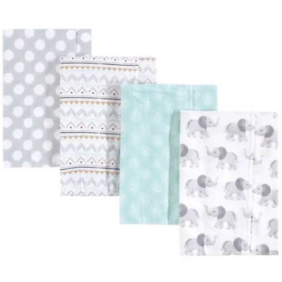 Hudson Baby Infant Cotton Flannel Burp Cloths 4pk, Gray Elephant, One Size image {1}