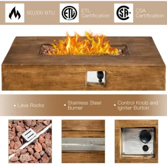 Costway 48 x27-inch Outdoor Gas Fire Pit Table 50,000 BTU W/ Lava Rocks & Cover image {7}