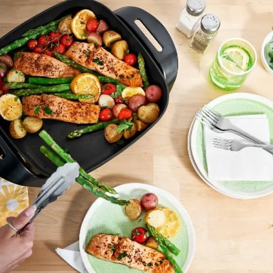 KitchenSmith by bella 11"x11" Skillet with EverGood Ceramic Nonstick Coating PFAS-Free: Aluminum, Temperature Control, Black image {1}