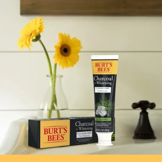 Burt's Bees Toothpaste, Natural Flavor, Charcoal Fluoride-Free Toothpaste, Zen Peppermint, 4.7 oz image {6}