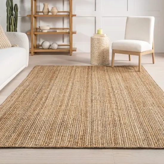 nuLOOM Hand Woven Farmhouse Jute Area Rug image {7}