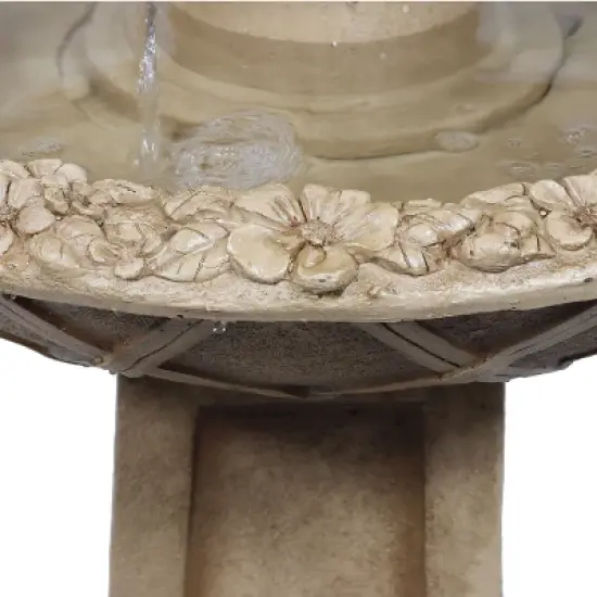 Sunnydaze 28"H Electric Polyresin 2-Tier Beveled Flower Outdoor Bird Bath Water Fountain image {3}