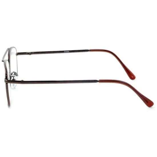 Calabria 8151 Mens Aviator Reading Glasses | Lightweight & Comfortable | Metal Frame | Silicone Nose Pads | 5.25 x 1.6 | Brown | +1.50 image {2}