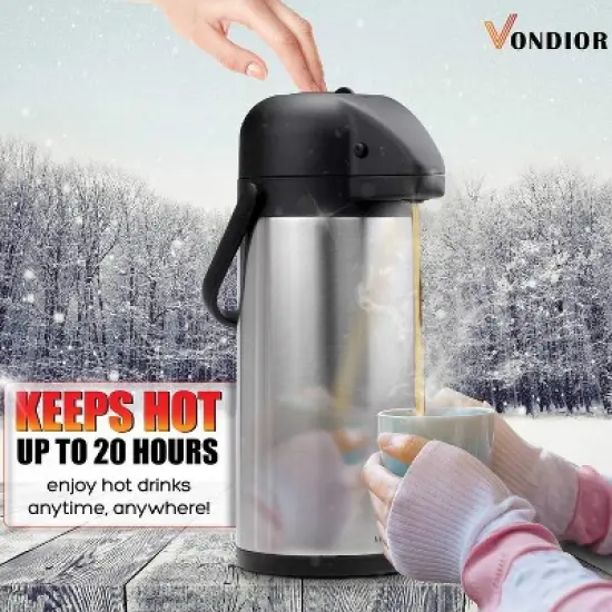Vondior Airpot Coffee Dispenser with Pump - Insulated Stainless Steel Thermal Beverage Dispenser image {2}