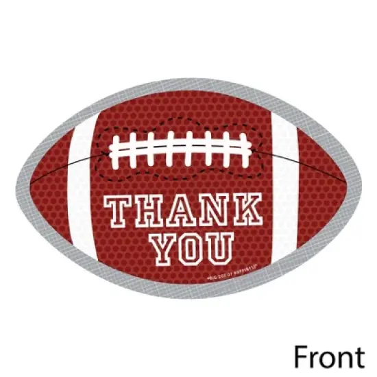 Big Dot of Happiness End Zone - Football - Shaped Thank You Cards - Baby Shower or Birthday Party Thank You Note Cards with Envelopes - Set of 12 image {2}