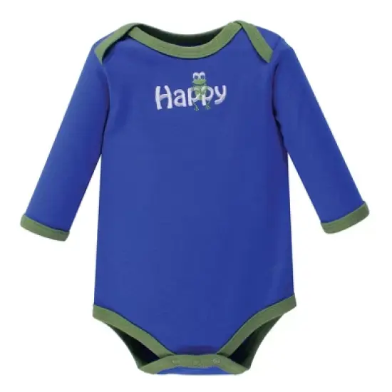 Luvable Friends Baby Boy Cotton Long-Sleeve Bodysuits 5pk, Frog image {1}