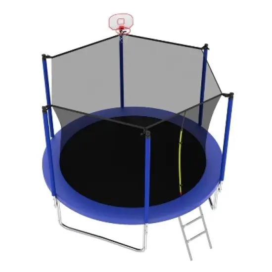 Jump Into Fun 14FT Trampoline for Kids & Adults with Basketball Hoop,Recreational Trampolines with Safety Enclosure for Back Yard Outdoor image {8}