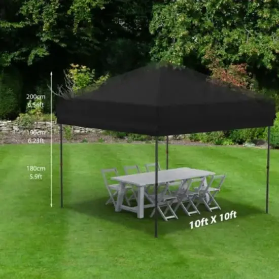 10x10 Pop Up Canopy Tent with 4Pcs Sidewalls, Portable Instant Canopy with 4 Stakes, 4 Ropes, 4 Sandbags for Patio, Outdoor, Camping image {2}