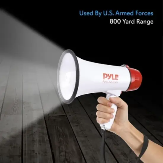 Pyle 30W PA Bullhorn Megaphone Speaker with Built-in Siren & LED Lights PMP37LED image {4}