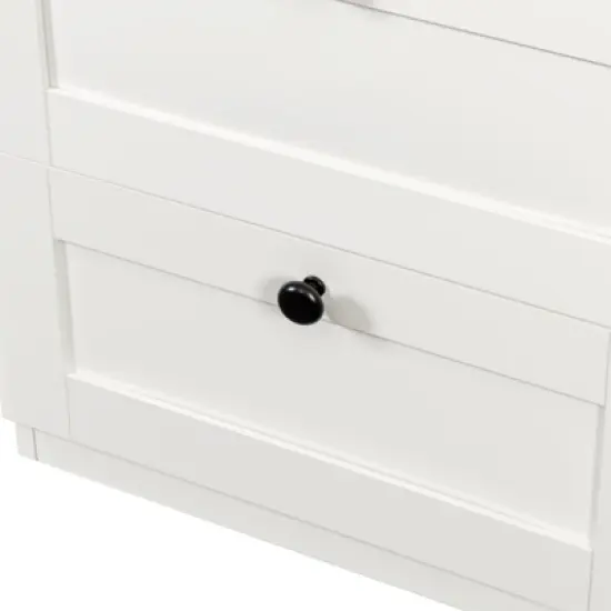 SKRAN 2-in-1 Coat Rack and NightstandWood Bedside/Entryway Storage Organizer with Drawer & Hooks,Freestanding Clothes Hanger for Bedroom,Hallway,White image {9}