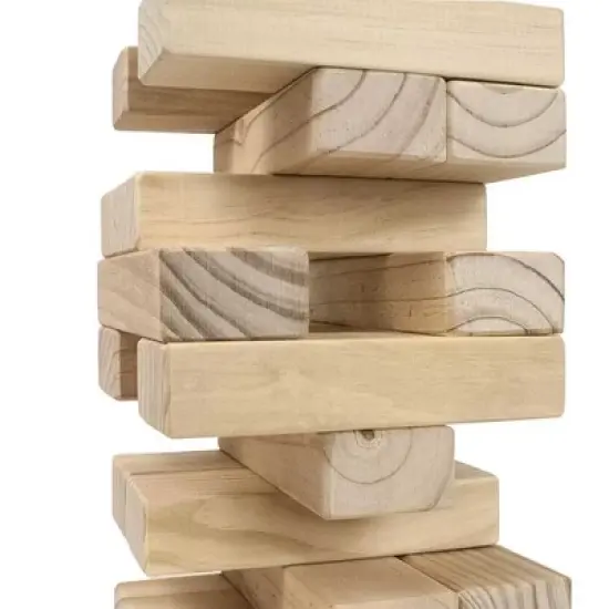 YardGames Giant Indoor and Outdoor Tumbling Timbers Wood Stacking Game with 56 Natural Pine Blocks, For Children 8 Years and Up (2 Pack) image {2}