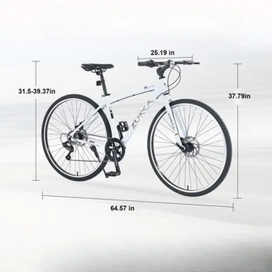 DSVIMOY Bicycles, 7 Speed Hybrid Bike, Road Bike with Double Disc Brakes for Men Women, White, 27.1"*41.7"*70.8" image {1}