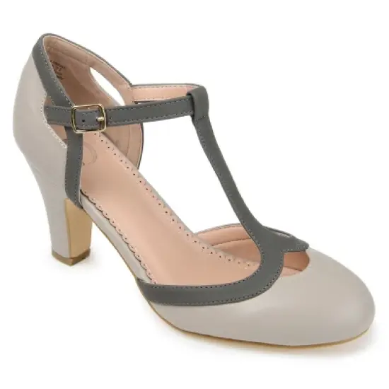 Journee Collection Womens Olina Wide Width Round Toe High Block Heel Pumps image {10}
