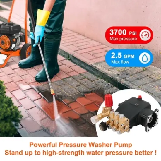 VEVOR Pressure Washer Pump, 3/4" Shaft Horizontal Triplex Plunger, 3700 PSI, 2.5 GPM, Replacement Power Washer Pumps Kit, Parts Washer Pump, Black image {2}