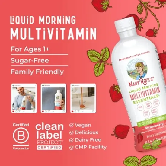 MaryRuth's Morning Multivitamin Liquid, Strawberry, 32 oz image {3}