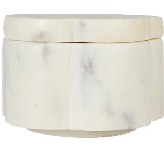 Storied Home Elegant Marble Pinch Pot with Lid, White image {5}