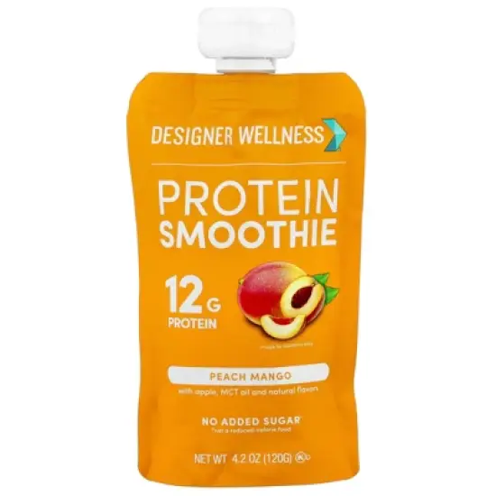 Designer Wellness Protein Smoothie, Peach Mango, 4 Packs, 4.2 oz (120 g) Each image {2}