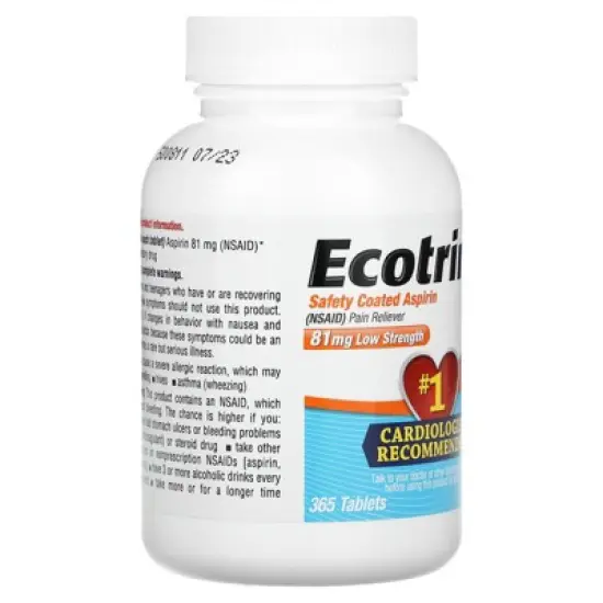 Ecotrin Safety Coated Aspirin, Low Strength, 81 mg, 365 Tablets image {4}