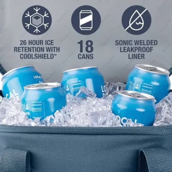 CleverMade Tahoe 18 Cans Collapsible Soft Sided Cooler - Ocean: Water-Resistant, Zip Closure image {3}