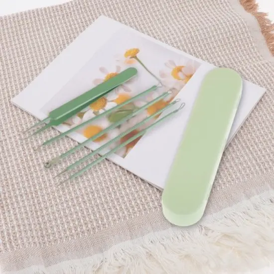 Unique Bargains Durable Diagonal Clamp Pimple Extractor Tool Kit Green 1 Set image {5}