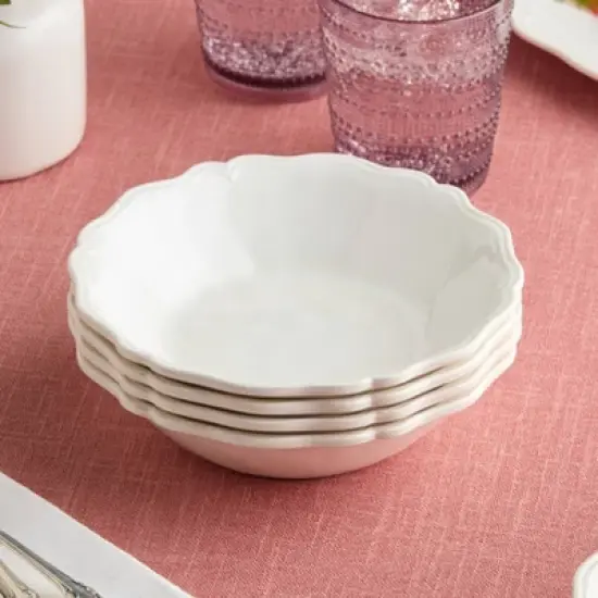 Certified International (Set of 4) 28oz Isabella Cream Crackle Melamine All Purpose Bowls image {1}