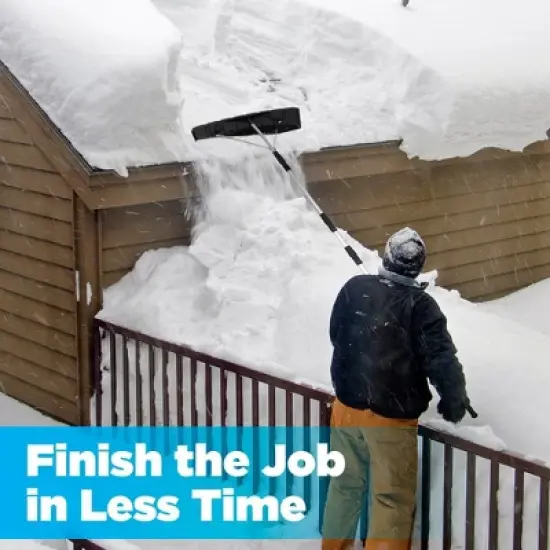 Gardenised  Aluminum Snow & Leaf Removal Tool & Pusher Scraper with 24&rdquo; Oversized Rolling Blade, Lightweight 5-21&rsquo; Telescoping Extendable TPE Handle image {4}