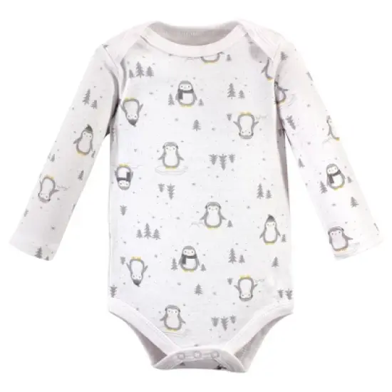 Hudson Baby Unisex Baby Cotton Long-Sleeve Bodysuits, Gray Penguin image {3}