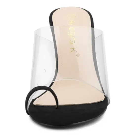 Allegra K Women's Ring Clear Chunky Heels Slide Heel Sandals image {2}