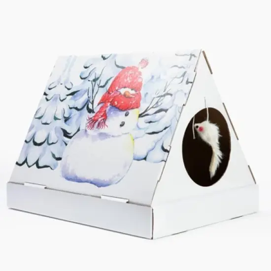 Christmas Snowman Cardboard Cat Scratcher House image {3}