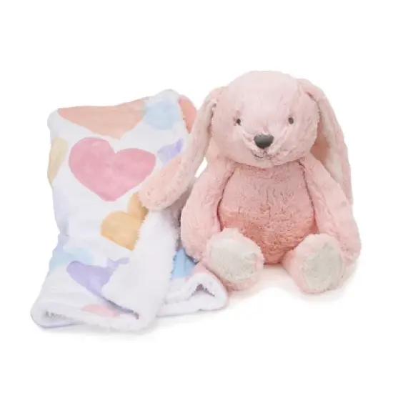 Bedtime Originals Pink Plush Bunny & Hearts Baby Blanket Gift Set image {1}