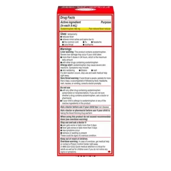 Children's Tylenol Pain + Fever Relief Liquid - Acetaminophen - Grape - 4 fl oz image {1}