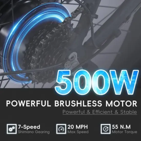 Garvee 26 Inch Electric Bike for Adults Mountain Electric Bicycle 7 Speed Ebike for Men Women, Dark Gray image {1}