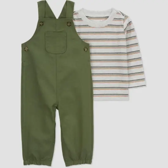Carter's Just One You&reg; Baby Boys' Striped Undershirt & Bottom Set - Green image {2}