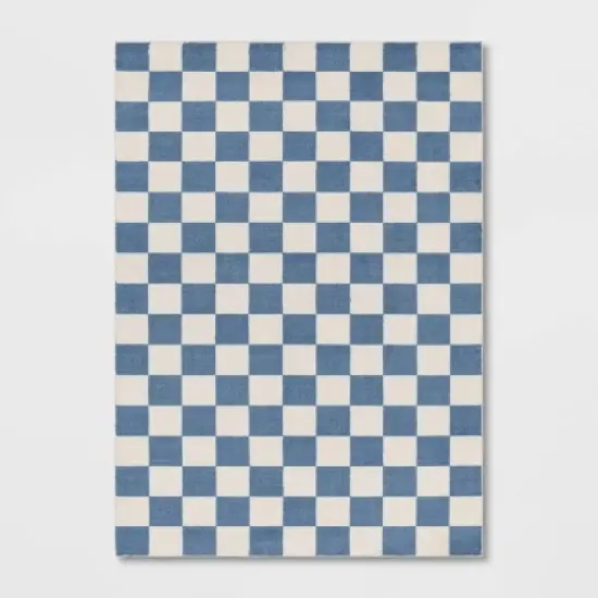 Area Kids' Rug Checker Blue - Pillowfort&trade; image {4}