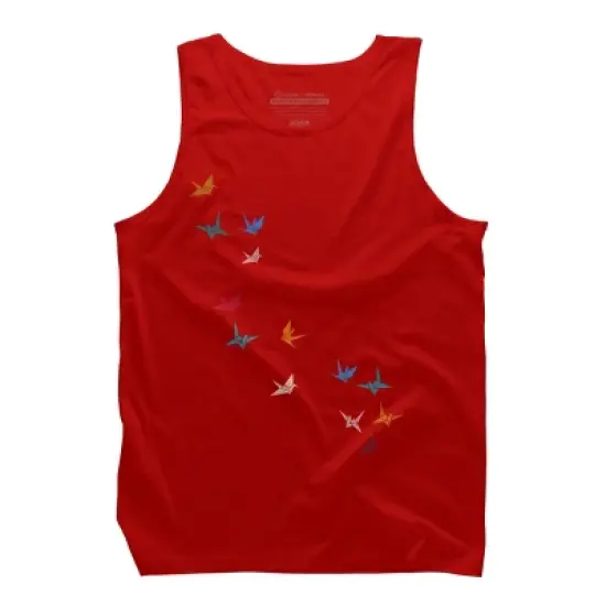 Men's Design By Humans Flying Paper Cranes Birds By Magnussons Tank Top image {6}