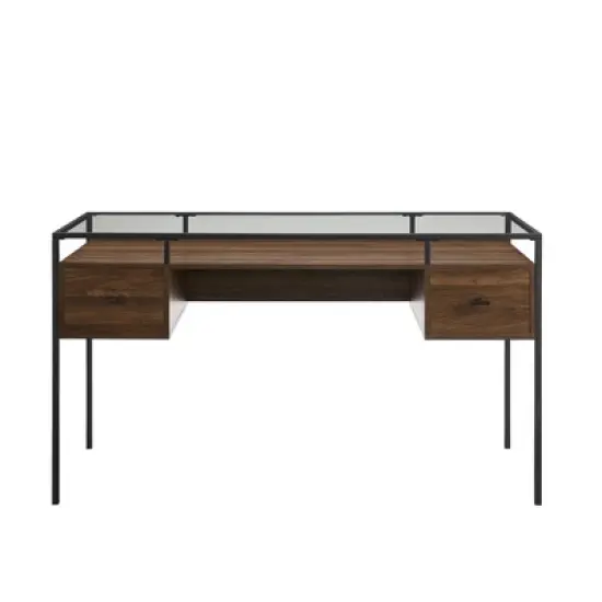 Lamvia Contemporary 2 Tier Glass Top Desk - Saracina Home image {3}