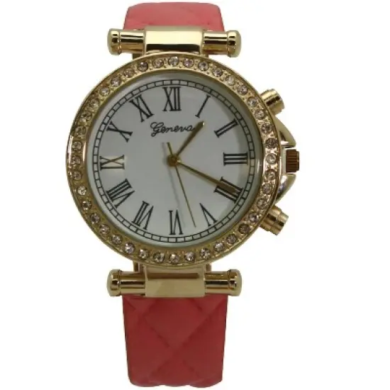 OLIVIA PRATT QUILTED AND GOLD LEATHER STRAP WATCH image {5}