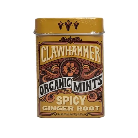 Clawhammer Organic Spicy Ginger Root Mints - Case of 12/1.07 oz image {1}