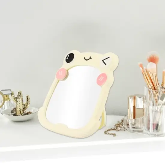 Unique Bargains Foldable Cartoon Frogs Desktop Cosmetic Mirror 1 Pc image {2}