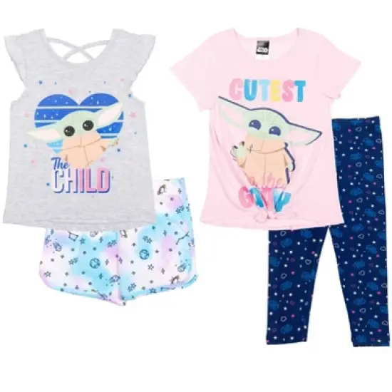 Star Wars The Child Girls T-Shirts Leggings and Shorts 4 Piece Outfit Set Little Kid to Big Kid image {12}