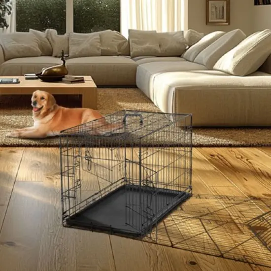 JIONJOY Double Door Dog Crate | Black image {4}