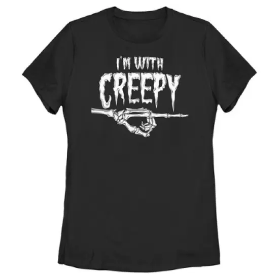 Women's Lost Gods Halloween I'm With Creepy T-Shirt image {3}