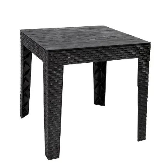 Sunnydaze Weather-Resistant Outdoor Side Table with Faux Wood Plank Tabletop - 16.5" Square - Black image {16}