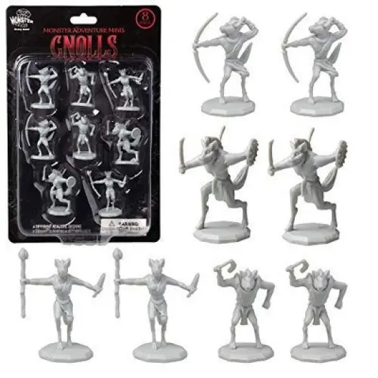 Monster 8 Unpainted Fantasy Gnoll Mini Figures- All Unique Designs- 1" Hex-Sized Compatible with DND Dungeons and Dragons & Pathfinder and All RPG image {1}