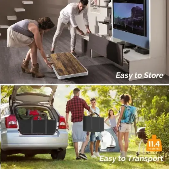 VINGLI Portable Bar Table, 3-Tier Shelves, Mobile Bar Table for Events, Party, Camping, Picnic, Tradeshow, Indoor with Black Skirt image {4}