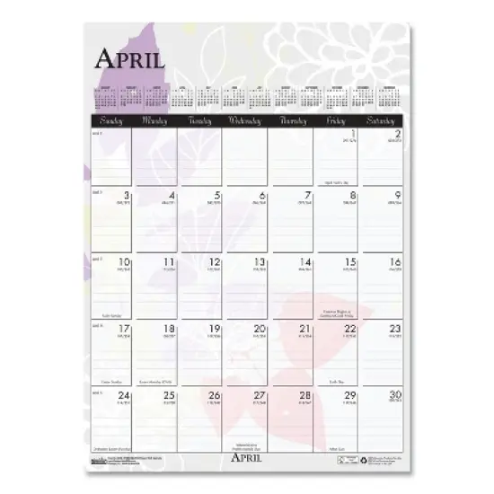 House of Doolittle Recycled Wild Flower Wall Calendar Wild Flowers Artwork 12-Month January 2026 to December 2026 White image {4}