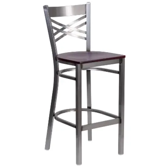 Flash Furniture Clear Coated ''X'' Back Metal Restaurant Barstool image {12}