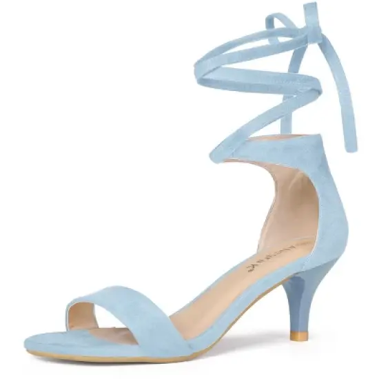 Allegra K Women's Kitten Heel Lace Up Sandals image {10}